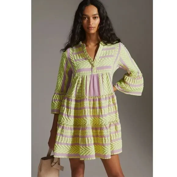 Anthropologie Devotion Twins Embroidered Ella Tunic Dress